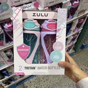 Zulu Torque Tritan Kids Water Bottle 2 Pack 16oz Leak Proof Flip Lid BPA FREE